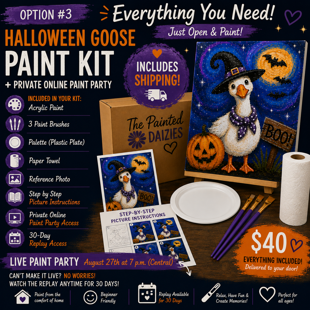 Halloween Goose Paint Kit + Private Online Paint Party