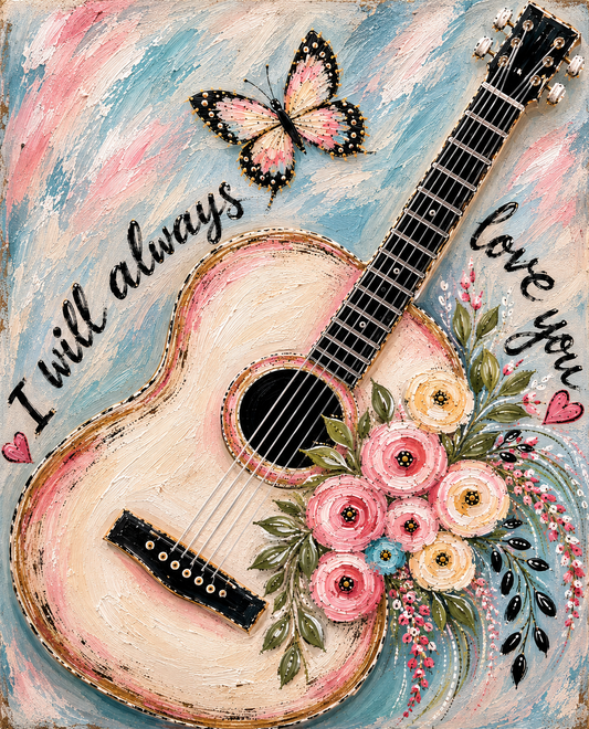I Will Always Love You 11x14 Paint Kit | Pre-Printed Canvas Acrylic Painting Kit