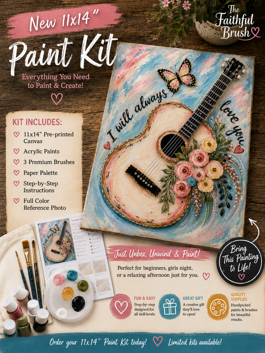 I Will Always Love You 11x14 Paint Kit | Pre-Printed Canvas Acrylic Painting Kit