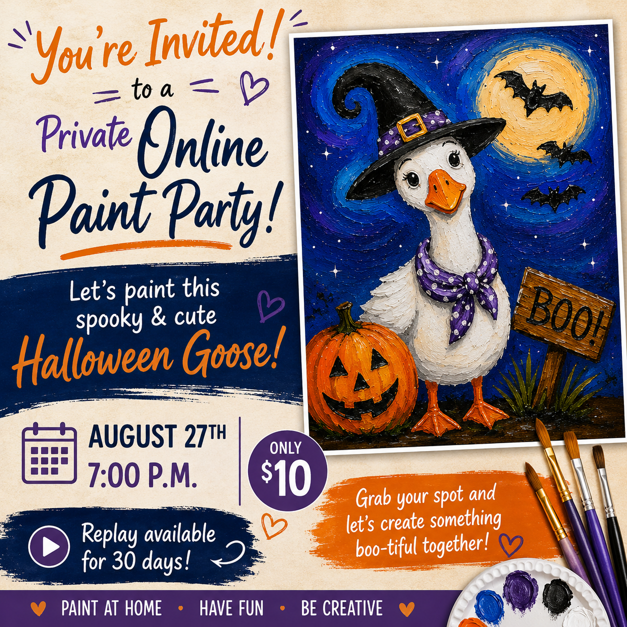 Private Online Halloween Goose Paint Party